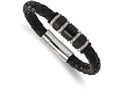 Chisel Stainless Steel Brushed/polished Blk Leather Blk Ip Blk Rubber  Bracelet