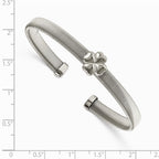 Chisel Stainless Steel Polished Flexible Four Leaf Clover Bangle