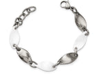 Chisel Stainless Steel And White Ceramic Polished Bracelet