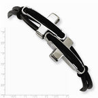 Chisel Stainless Steel Black Leather 8.25in Bracelet