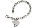 Chisel Stainless Steel CZ Heart Charm Fancy 7.5in Bracelet