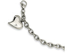 Chisel Stainless Steel CZ Heart Charm Fancy 7.5in Bracelet