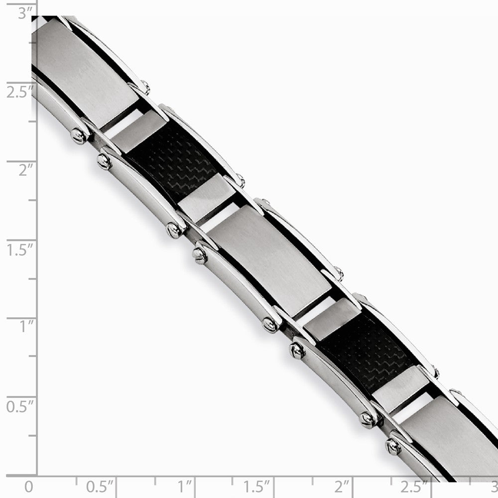 Chisel Stainless Steel Black Carbon Fiber Brushed and Polished 8.75in Bracelet