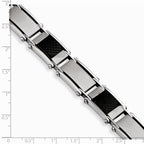 Chisel Stainless Steel Black Carbon Fiber Brushed and Polished 8.75in Bracelet