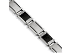 Chisel Stainless Steel Black Carbon Fiber Brushed and Polished 8.75in Bracelet