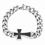 Chisel Stainless Steel Black Carbon Fiber Cross Polished 8.5in Bracelet
