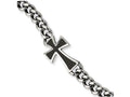 Chisel Stainless Steel Black Carbon Fiber Cross Polished 8.5in Bracelet