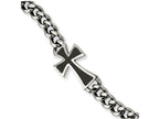 Chisel Stainless Steel Black Carbon Fiber Cross Polished 8.5in Bracelet
