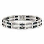 Chisel Stainless Steel and Blue Ceramic Fancy Link Bracelet - 8.75 inches