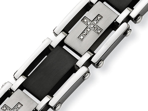 Chisel Stainless Steel and Black IP - 8.75 inches Bracelet