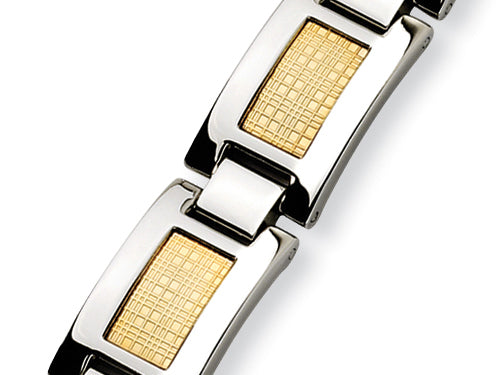 Chisel Stainless Steel and 18k Gold Filled Accent Fancy Link Bracelet - 8.25 inches