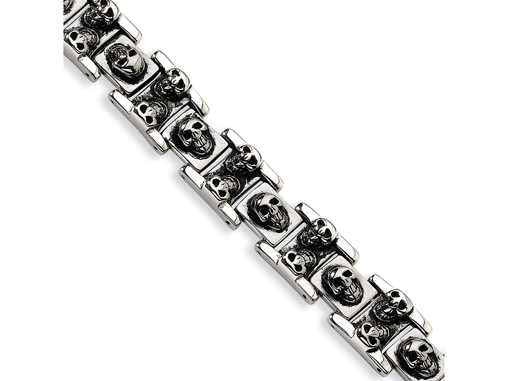 Chisel Stainless Steel Skull Bracelet - 8 inches