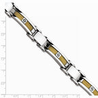 Chisel Stainless Steel Yellow Ip-plated Cable With CZs Bracelet