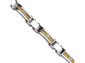 Chisel Stainless Steel Yellow Ip-plated Cable With CZs Bracelet