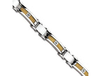 Chisel Stainless Steel Yellow Ip-plated Cable With CZs Bracelet