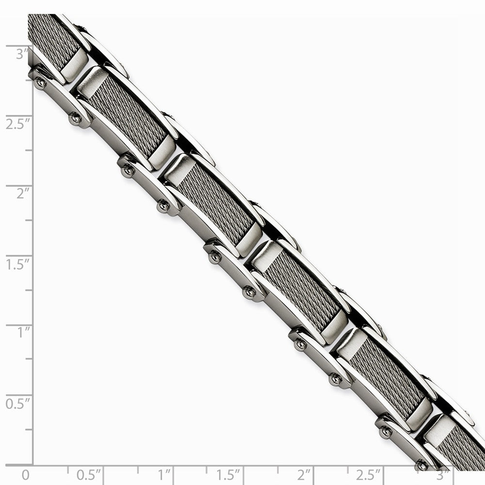 Chisel Stainless Steel Wire Brushed and Polished  8.5in Bracelet