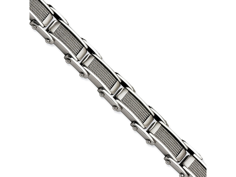 Chisel Stainless Steel Wire Brushed and Polished  8.5in Bracelet