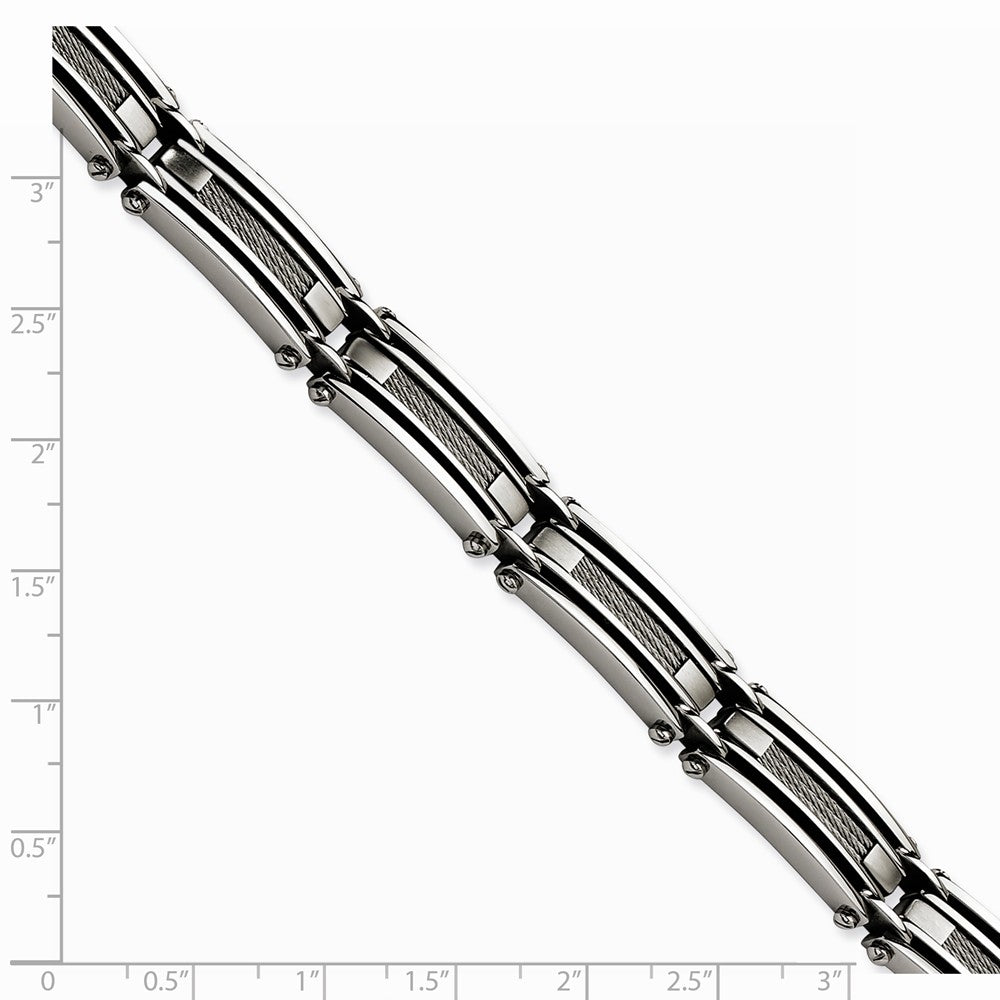 Chisel Stainless Steel Wire Brushed and Polished 9in Bracelet