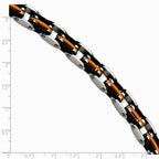 Chisel Stainless Steel Black and Orange Rubber 8.5in Bracelet