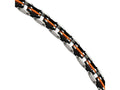 Chisel Stainless Steel Black and Orange Rubber 8.5in Bracelet