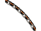 Chisel Stainless Steel Black and Orange Rubber 8.5in Bracelet