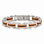Chisel Stainless Steel Black and Orange Polyurethane 8.75in Bracelet