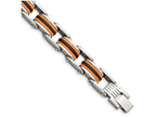 Chisel Stainless Steel Black and Orange Polyurethane 8.75in Bracelet