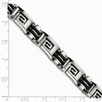 Chisel Stainless Steel Black Rubber Brushed and Polished 8.5in Bracelet