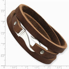 Chisel Stainless Steel Brown Leather Wrap Bracelet