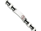 Chisel Stainless Steel Black Rubber Red Enamel 8in Medical Bracelet