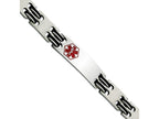 Chisel Stainless Steel Black Rubber Red Enamel 8.25in Medical Bracelet