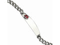 Chisel Stainless Steel Polished W/ Red Enamel 8.5in Medical Bracelet