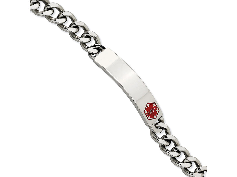 Chisel Stainless Steel Red Enamel 9.5in Medical Bracelet