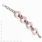 Chisel Stainless Steel Pink Ceramic Link Bracelet