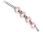 Chisel Stainless Steel Pink Ceramic Link Bracelet