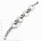 Chisel Stainless Steel White Ceramic Link Bracelet