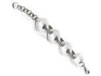 Chisel Stainless Steel White Ceramic Link Bracelet