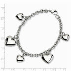Chisel Stainless Steel Polished Hearts 8in Bracelet