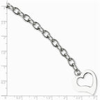 Chisel Stainless Steel Polished Open Link W/ Open Heart 8.5in Bracelet