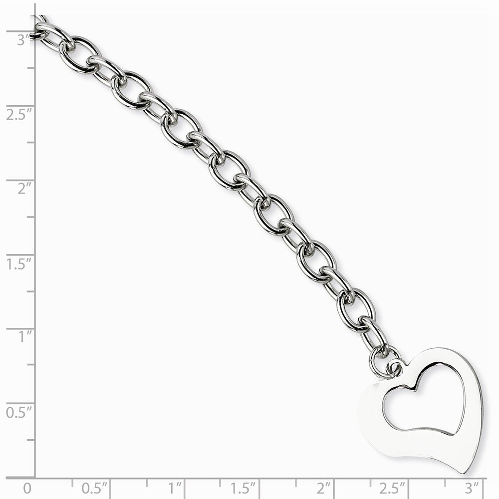 Chisel Stainless Steel Polished Open Link W/ Open Heart 8.5in Bracelet
