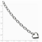 Chisel Stainless Steel Polished Open Link W/ Heart 8.5in Bracelet