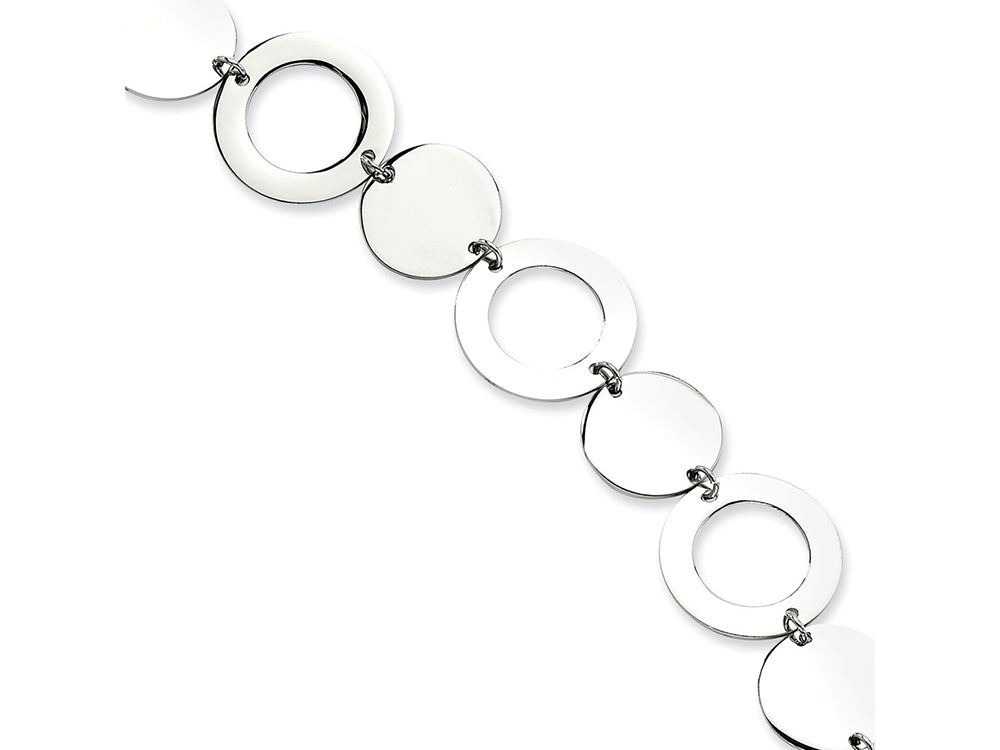 Chisel Stainless Steel Polished Circles 7.5in Bracelet