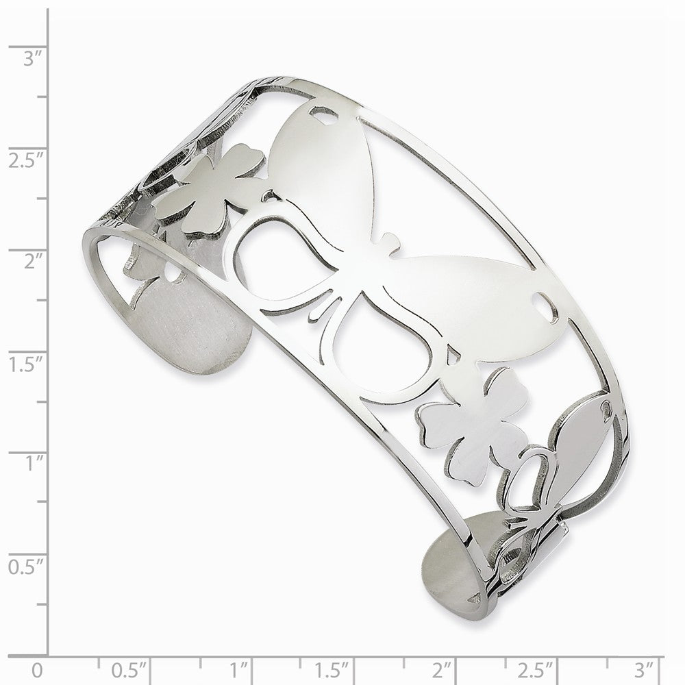 Chisel Stainless Steel Polished Butterfly Cuff Bangle