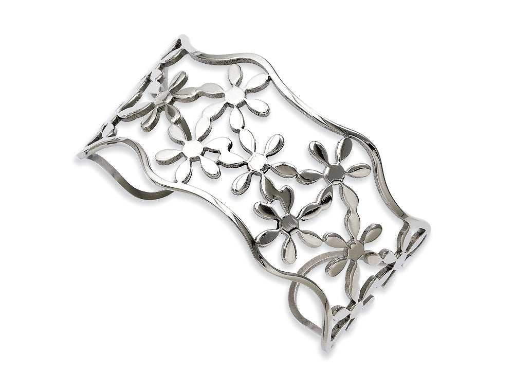 Chisel Stainless Steel Flowers Cuff Bangle