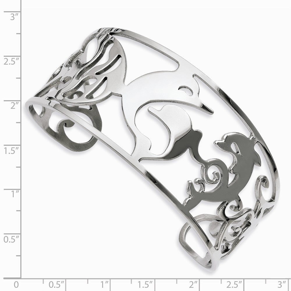 Chisel Stainless Steel Dolphins Cuff Bangle