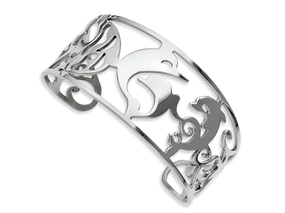 Chisel Stainless Steel Dolphins Cuff Bangle