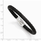 Chisel Stainless Steel Black Leather 8.5in Bracelet