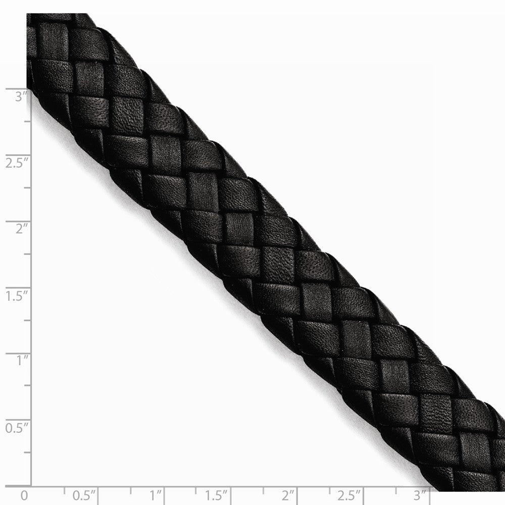 Chisel Stainless Steel Brushed Black Leather 8.5 In Bracelet