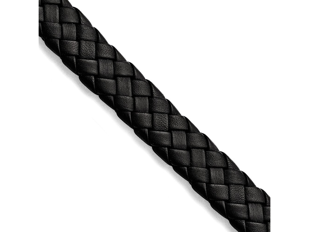 Chisel Stainless Steel Brushed Black Leather 8.5 In Bracelet