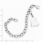 Chisel Stainless Steel Heart Charm 8in Bracelet